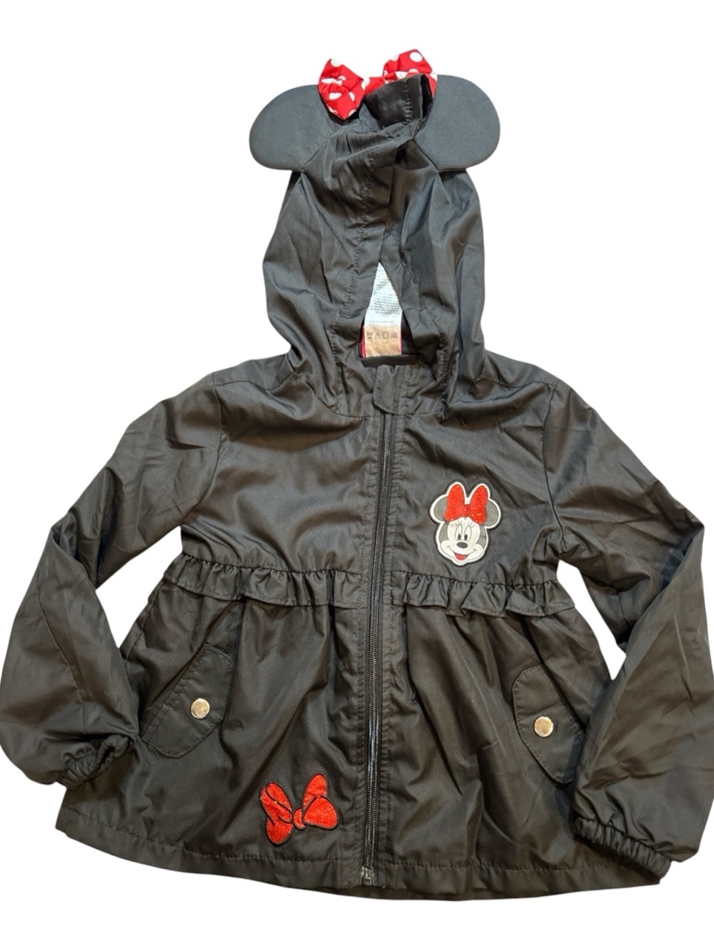 Disney Black Minnie Mouse Hooded Jacket with Red Accents